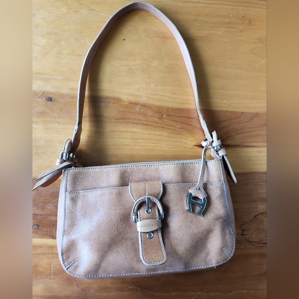 Etienne Aigner Vintage Tan Leather Purse Gold Fob